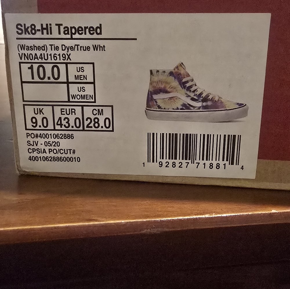 NEW VANS SK8-HI Tapered Skate Shoe Washed Tie Dye Canvas Sneakers Men's 10 - Picture 8 of 9